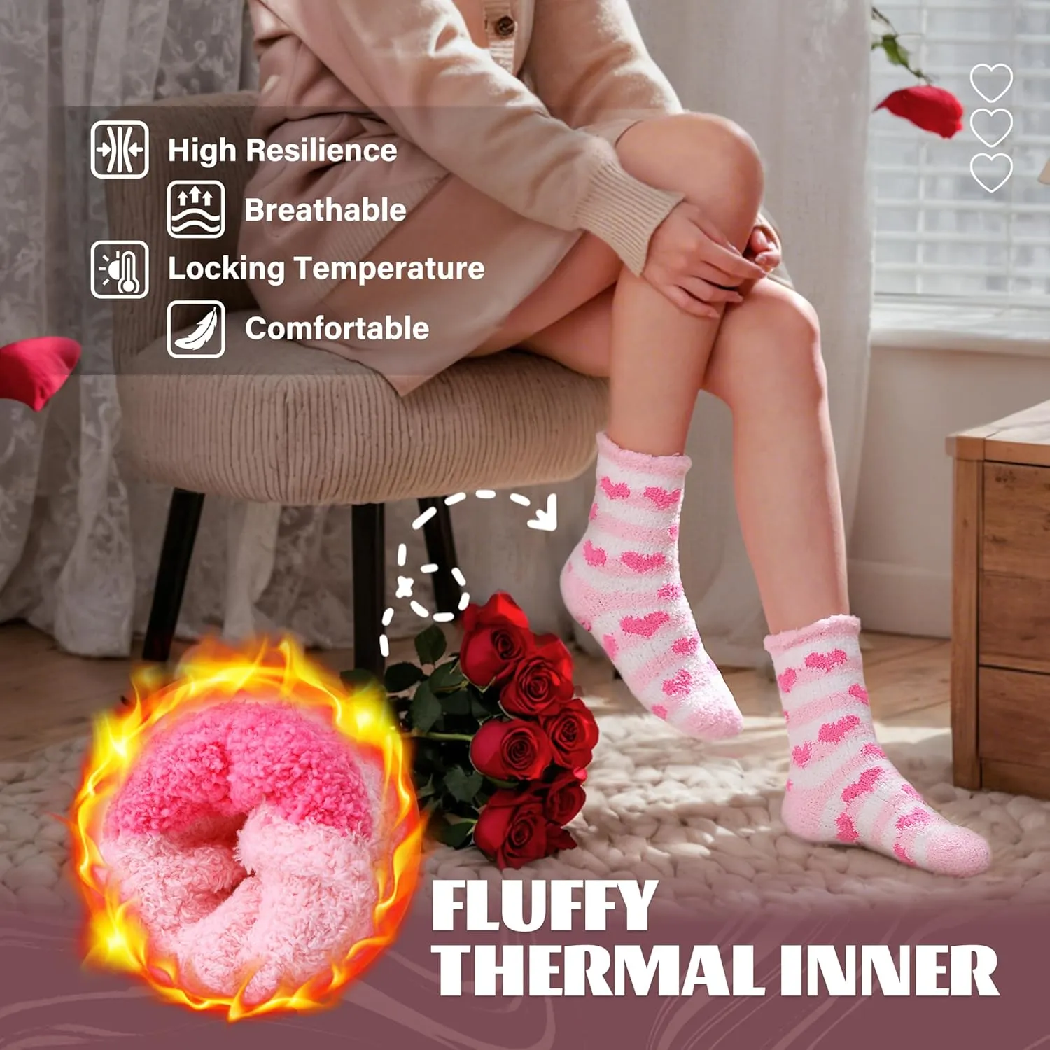 Anlisim Womens Fuzzy Socks Cozy Fluffy Winter Cabin Slipper Warm Fleece Soft Thick Comfy Socks