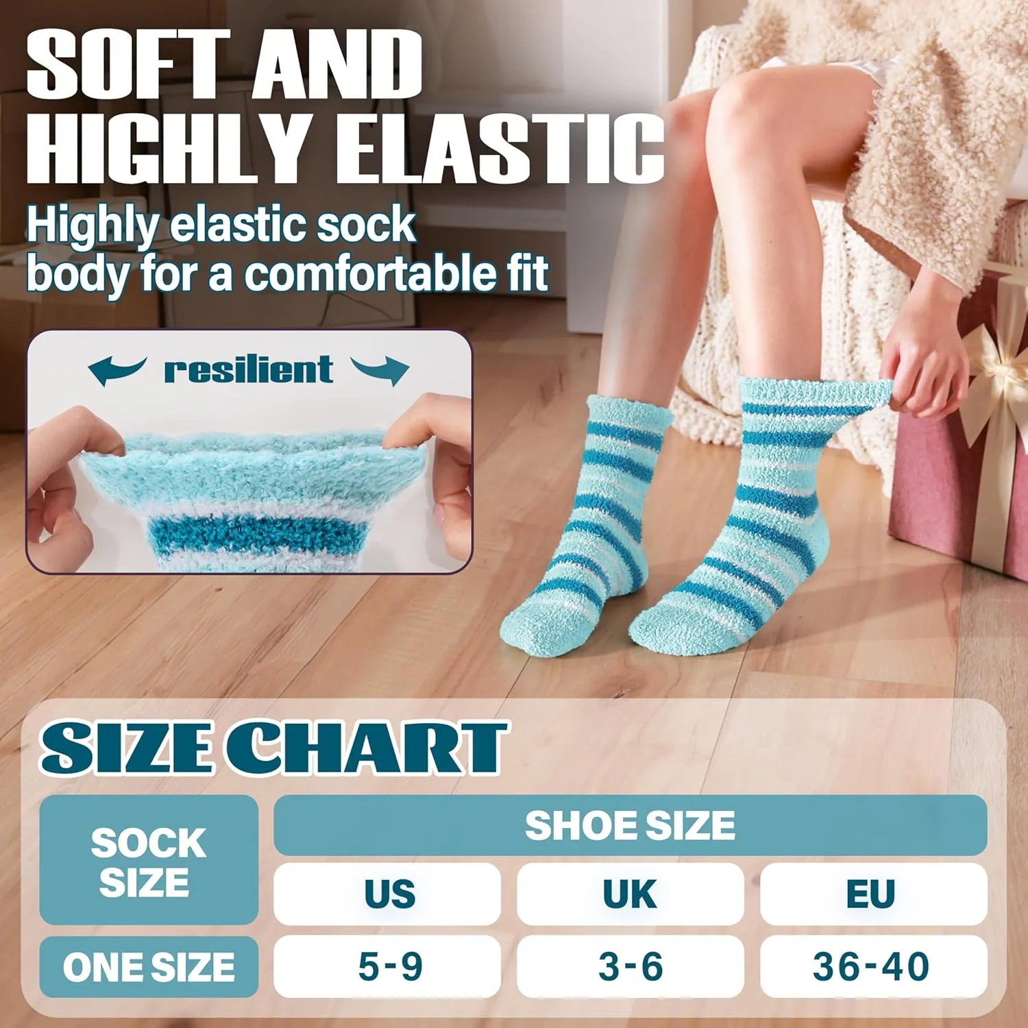 ANTSANG Women's Fuzzy Slipper Socks - Winter Fluffy Comfy Cozy Cabin Warm Home Socks