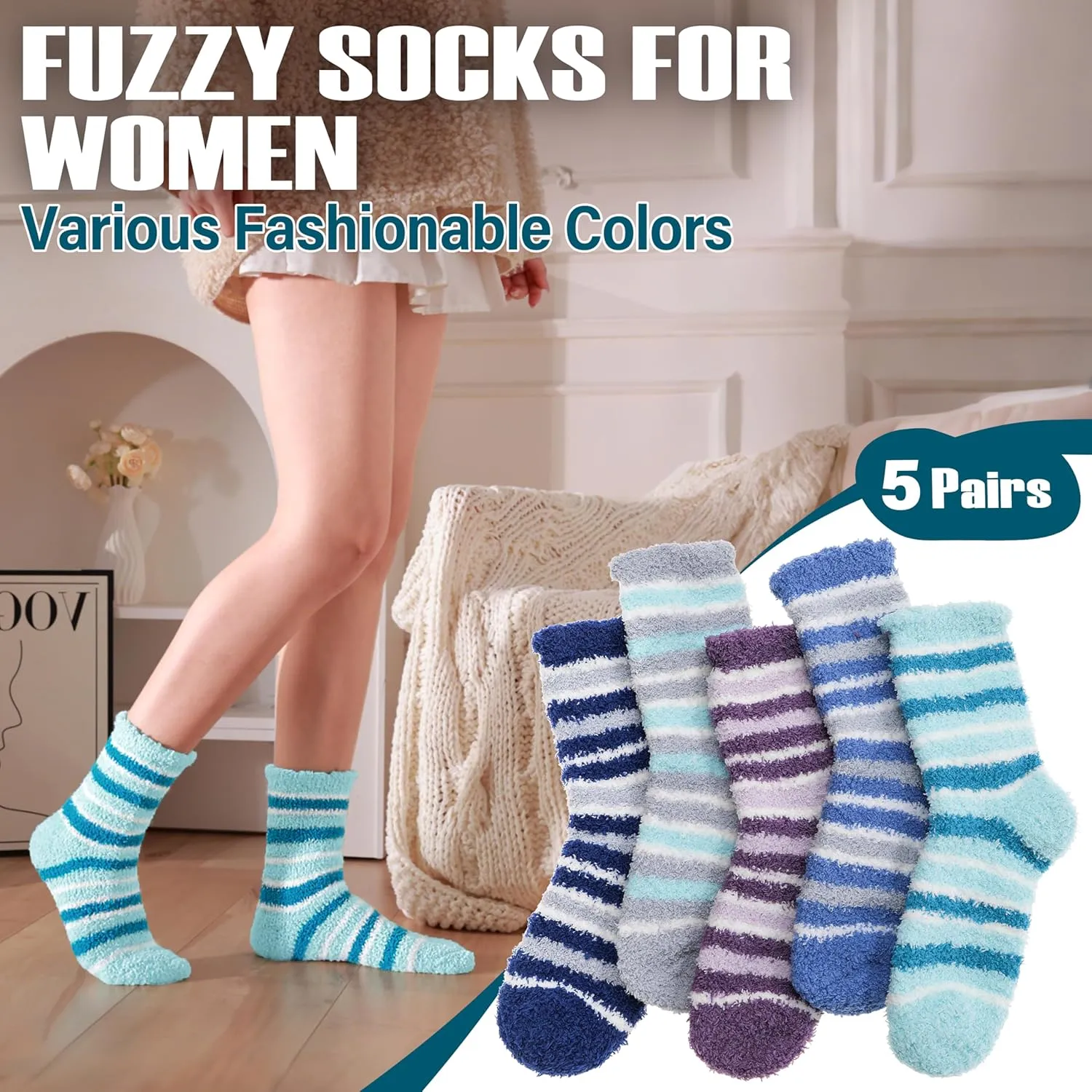 ANTSANG Women's Fuzzy Slipper Socks - Winter Fluffy Comfy Cozy Cabin Warm Home Socks