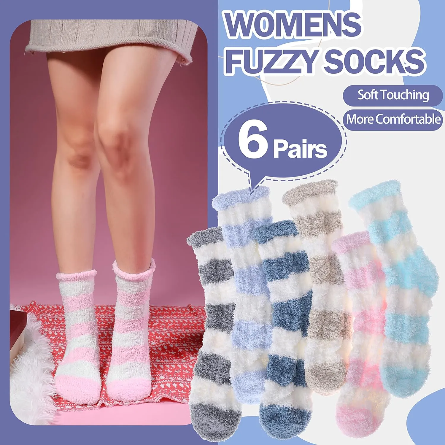 ANTSANG Womens Fuzzy Socks Slipper Winter Fluffy Cozy Cabin Warm Soft Fleece Comfy Home Socks