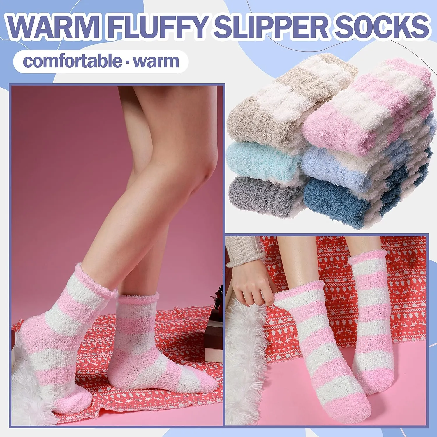 ANTSANG Womens Fuzzy Socks Slipper Winter Fluffy Cozy Cabin Warm Soft Fleece Comfy Home Socks