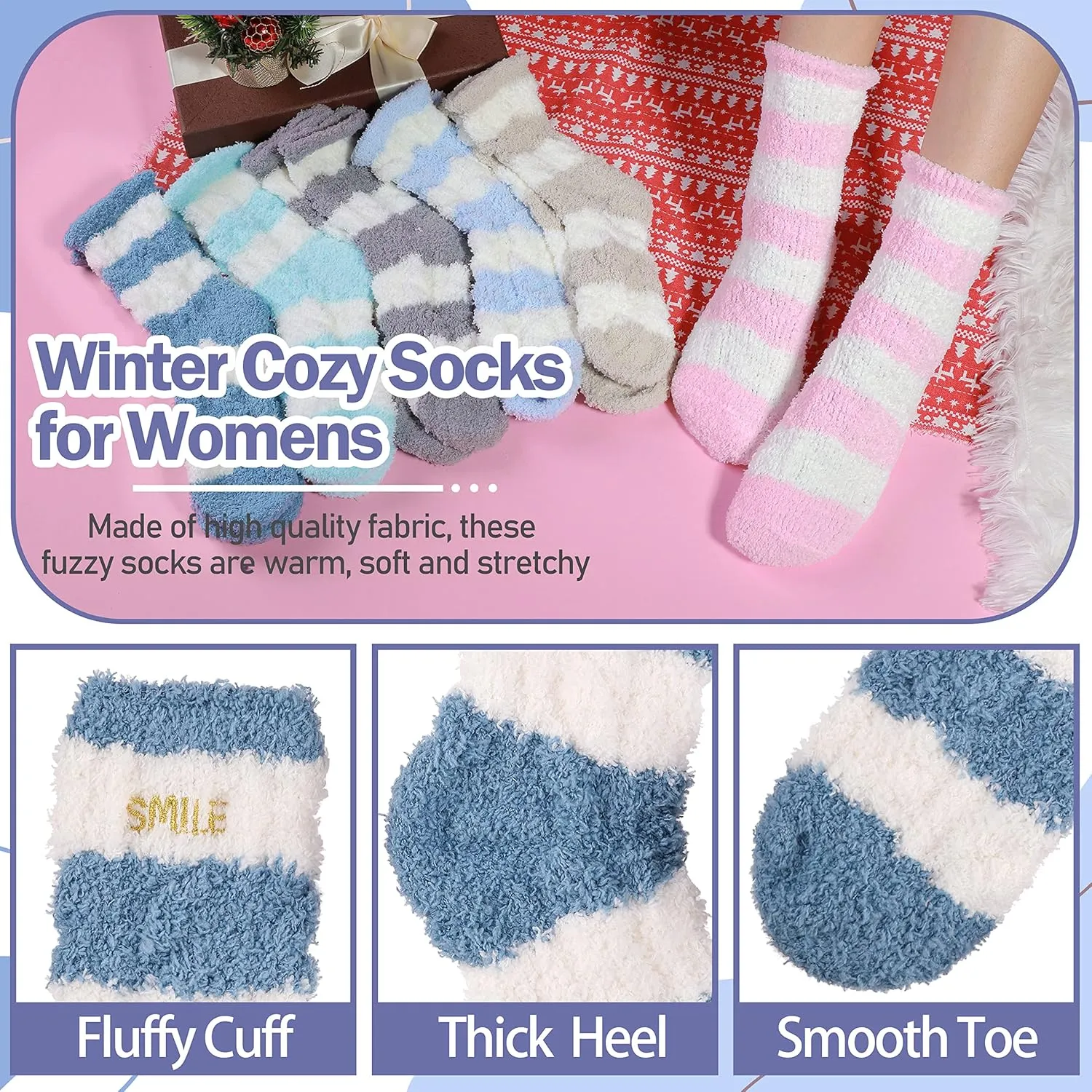 ANTSANG Womens Fuzzy Socks Slipper Winter Fluffy Cozy Cabin Warm Soft Fleece Comfy Home Socks