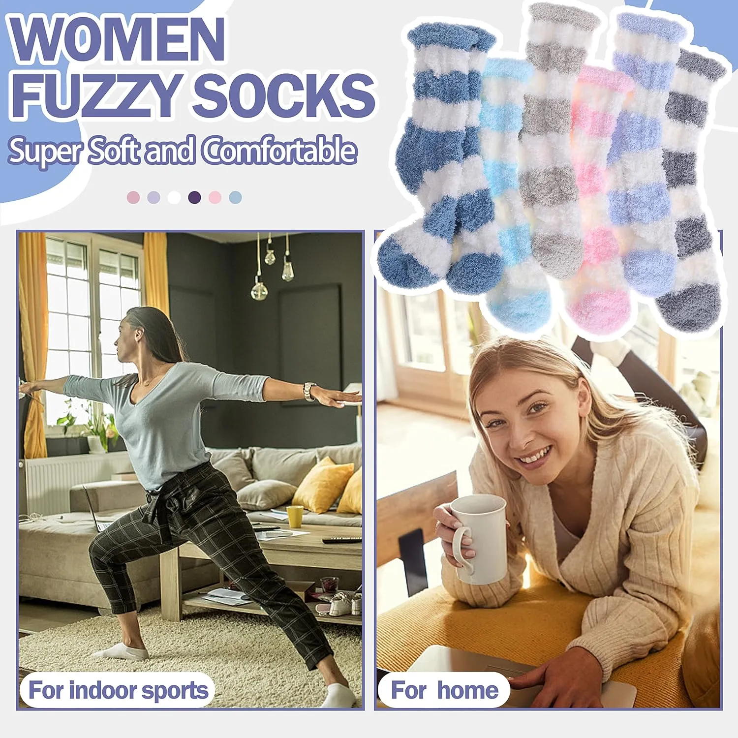 ANTSANG Womens Fuzzy Socks Slipper Winter Fluffy Cozy Cabin Warm Soft Fleece Comfy Home Socks