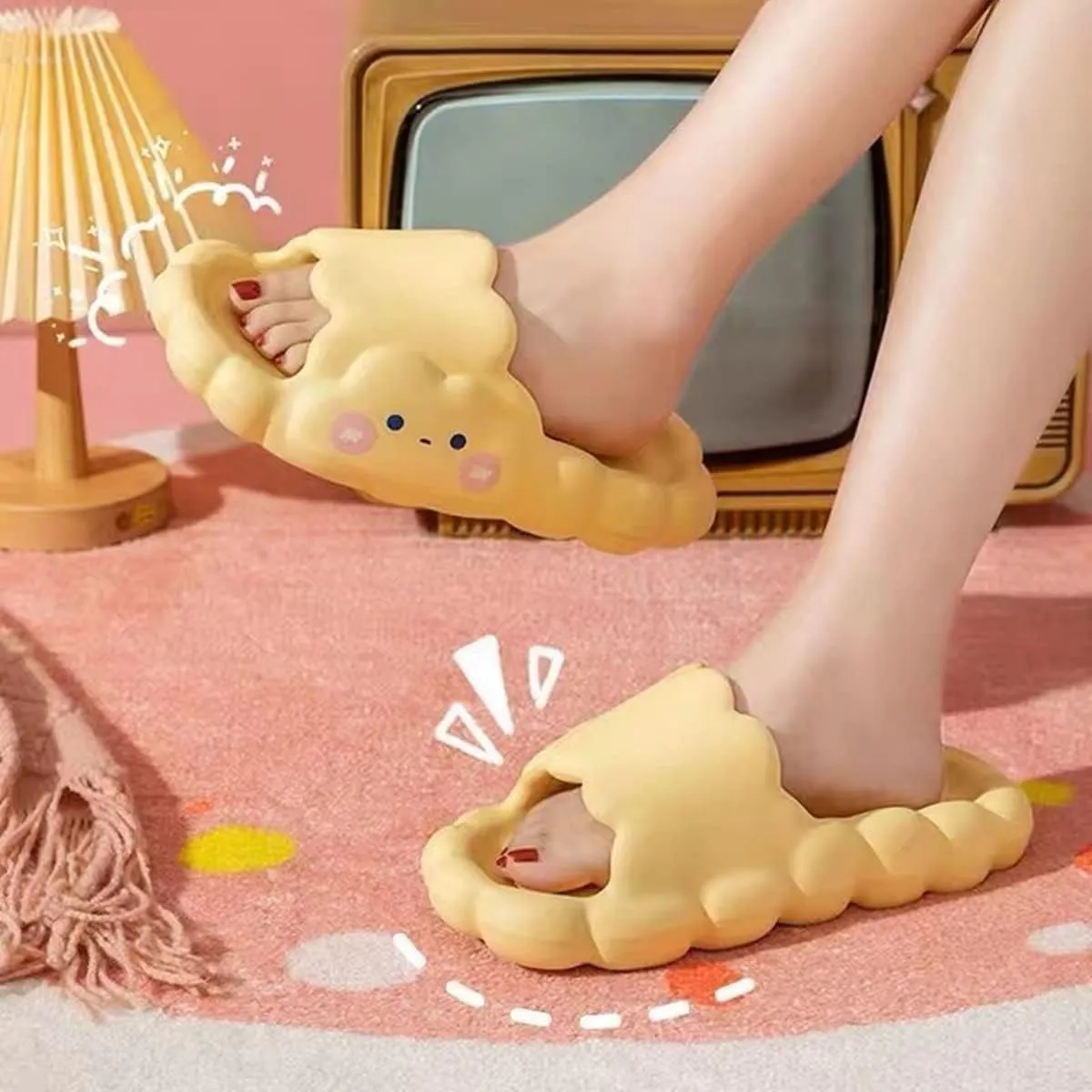 Aoakva Kawaii Cloud Design Slippers Kawaii Clogs Mules for Girls Women Summer Shower Slippers Non-Slip Beach Shoes EVA Soft Durable