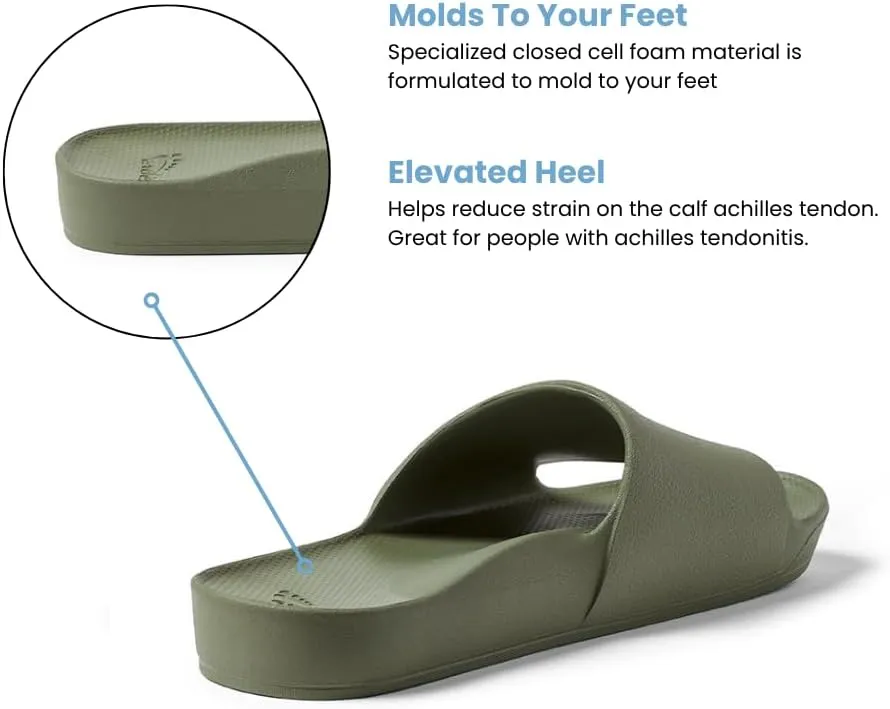 Archies Arch Support Slides – Orthotic Recovery Sandals for Plantar Fasciitis Relief, Foot Pain & Heel Pain – Lightweight, Cushioned, Shock-Absorbing Slides for Walking, Standing, and All-Day Comfort