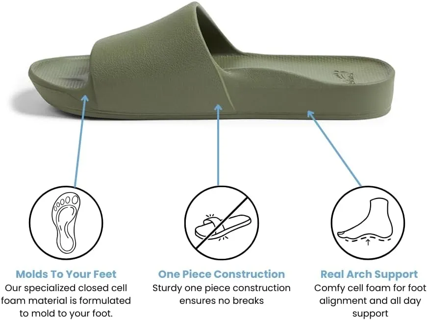 Archies Arch Support Slides – Orthotic Recovery Sandals for Plantar Fasciitis Relief, Foot Pain & Heel Pain – Lightweight, Cushioned, Shock-Absorbing Slides for Walking, Standing, and All-Day Comfort