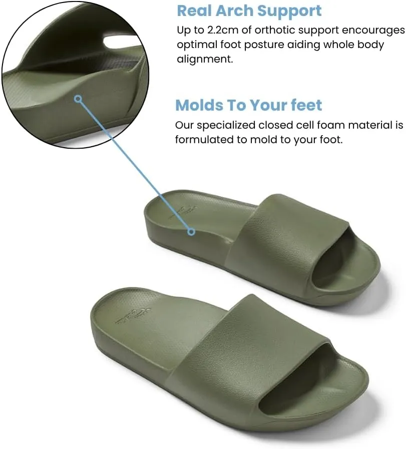 Archies Arch Support Slides – Orthotic Recovery Sandals for Plantar Fasciitis Relief, Foot Pain & Heel Pain – Lightweight, Cushioned, Shock-Absorbing Slides for Walking, Standing, and All-Day Comfort