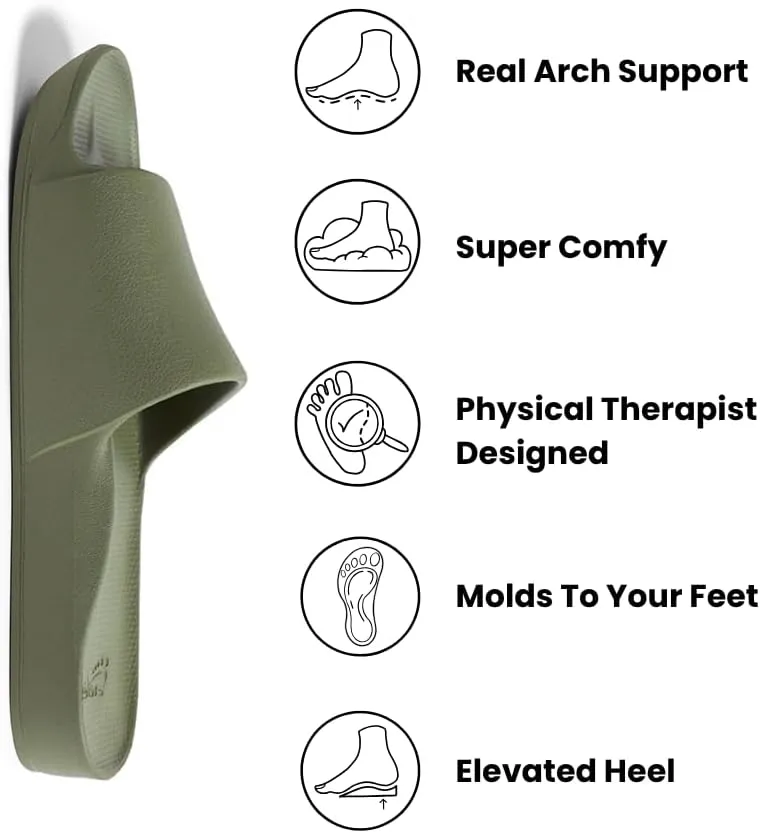 Archies Arch Support Slides – Orthotic Recovery Sandals for Plantar Fasciitis Relief, Foot Pain & Heel Pain – Lightweight, Cushioned, Shock-Absorbing Slides for Walking, Standing, and All-Day Comfort
