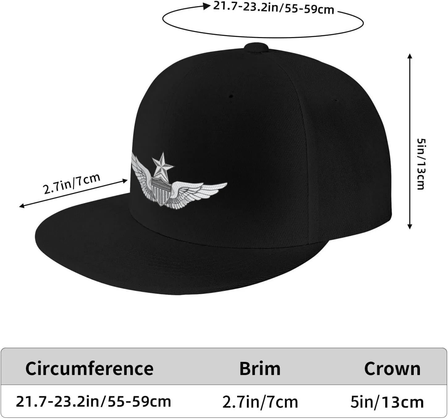 Army Senior Aviator Wing Baseball Cap Unisex Flat Brim Hat