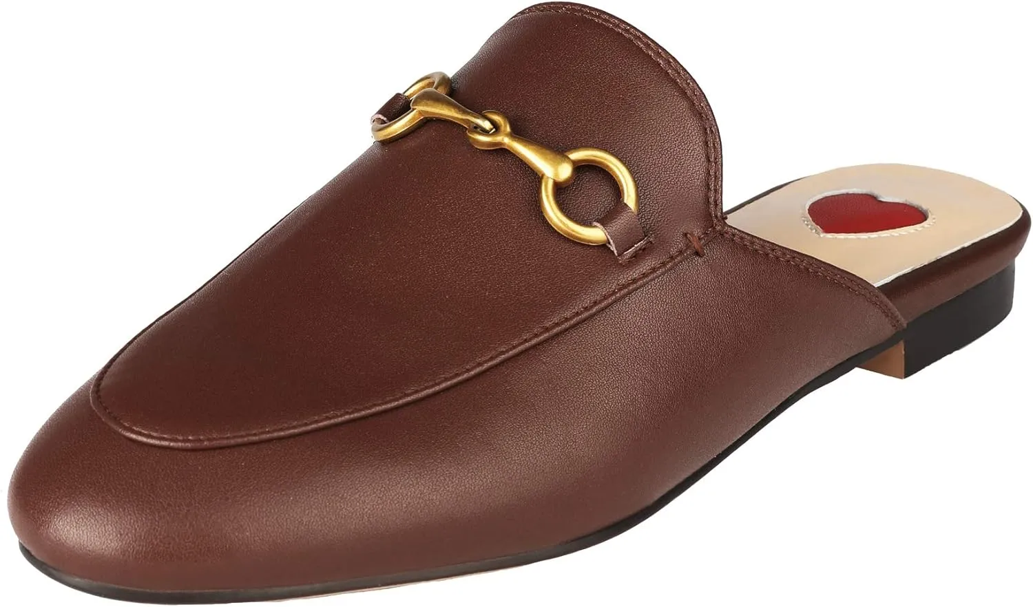 Arqa Mules for Women Almond Toe Leather Flats Slip-on Comfort Backless Loafers Buckle Mule Shoes