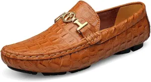 Asifn Mens Leather Loafers Slip-Ons Casual Driving Flat Walking Moccasin Business Boat Shoes Fashion Slipper Wedding