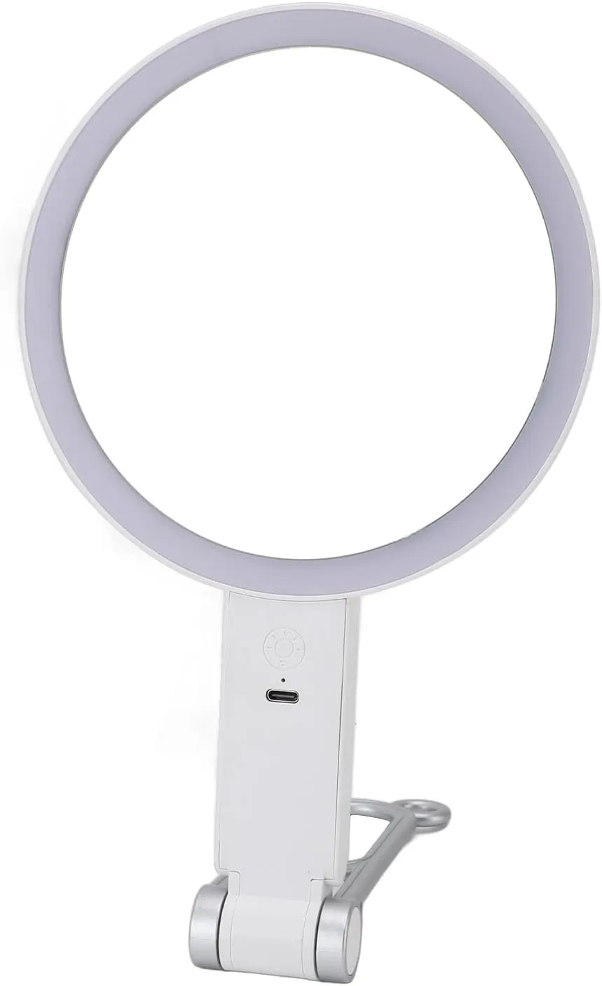 Asixxsix Lighted Makeup Mirror, Travel Handheld and Wall Mounted Makeup Mirror with Foldable Handle, 5X Double Sided Vanity Mirror, 3 Color Lights Adjustable Brightness, USB Rechargeable