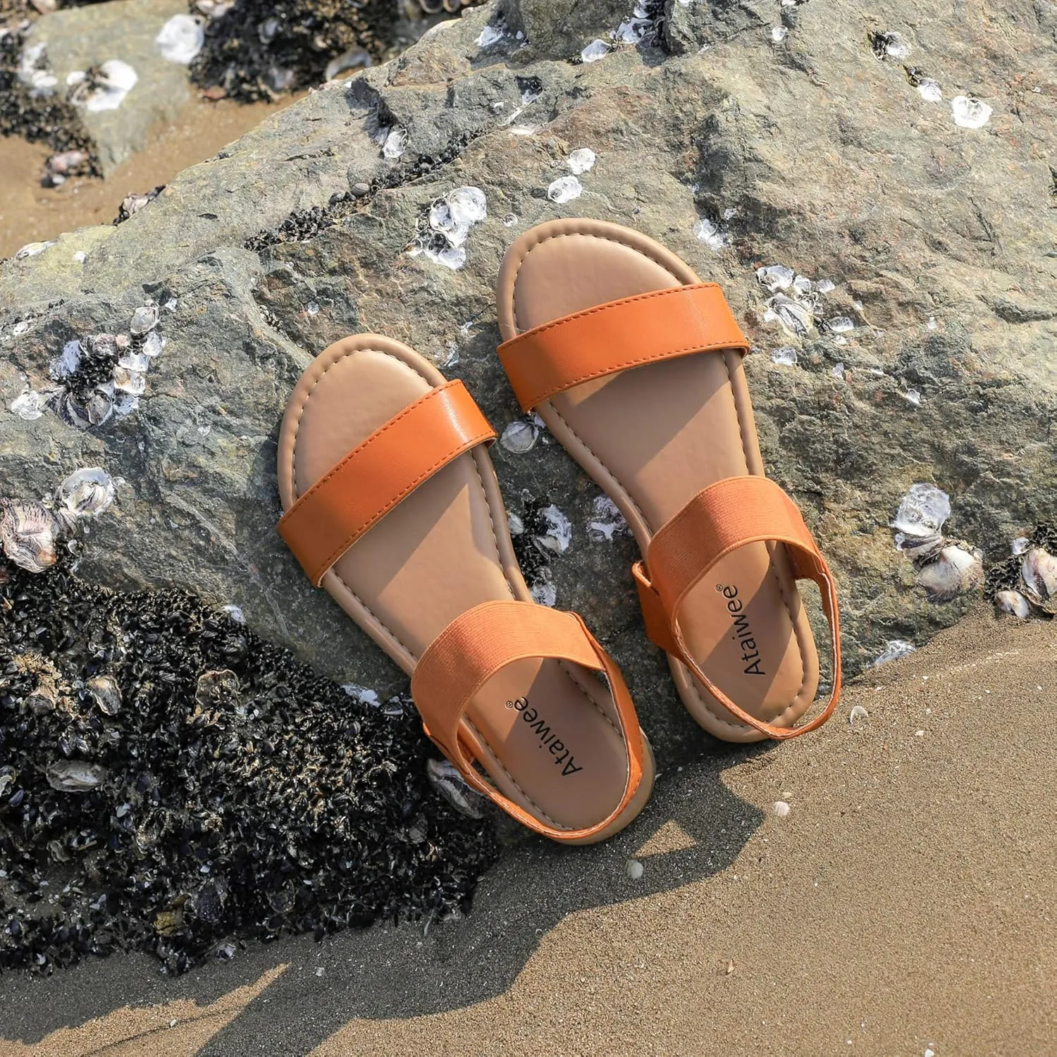 Ataiwee Women's Flat Slide Sandals - Fashionable Braided Elegant Cross Strap Flat Summer Sandals.