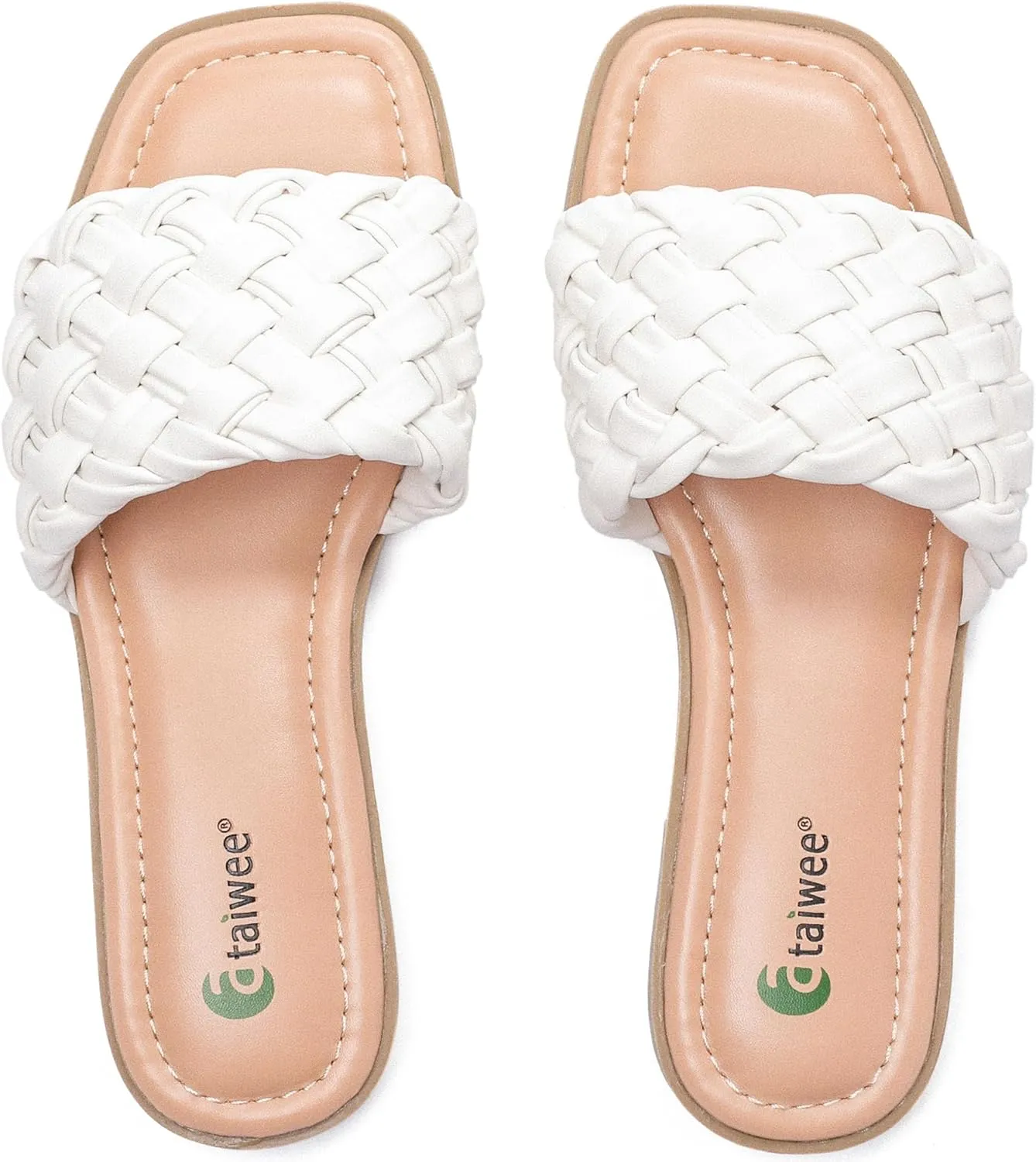 Ataiwee Women's Flat Slide Sandals - Fashionable Braided Elegant Cross Strap Flat Summer Sandals.