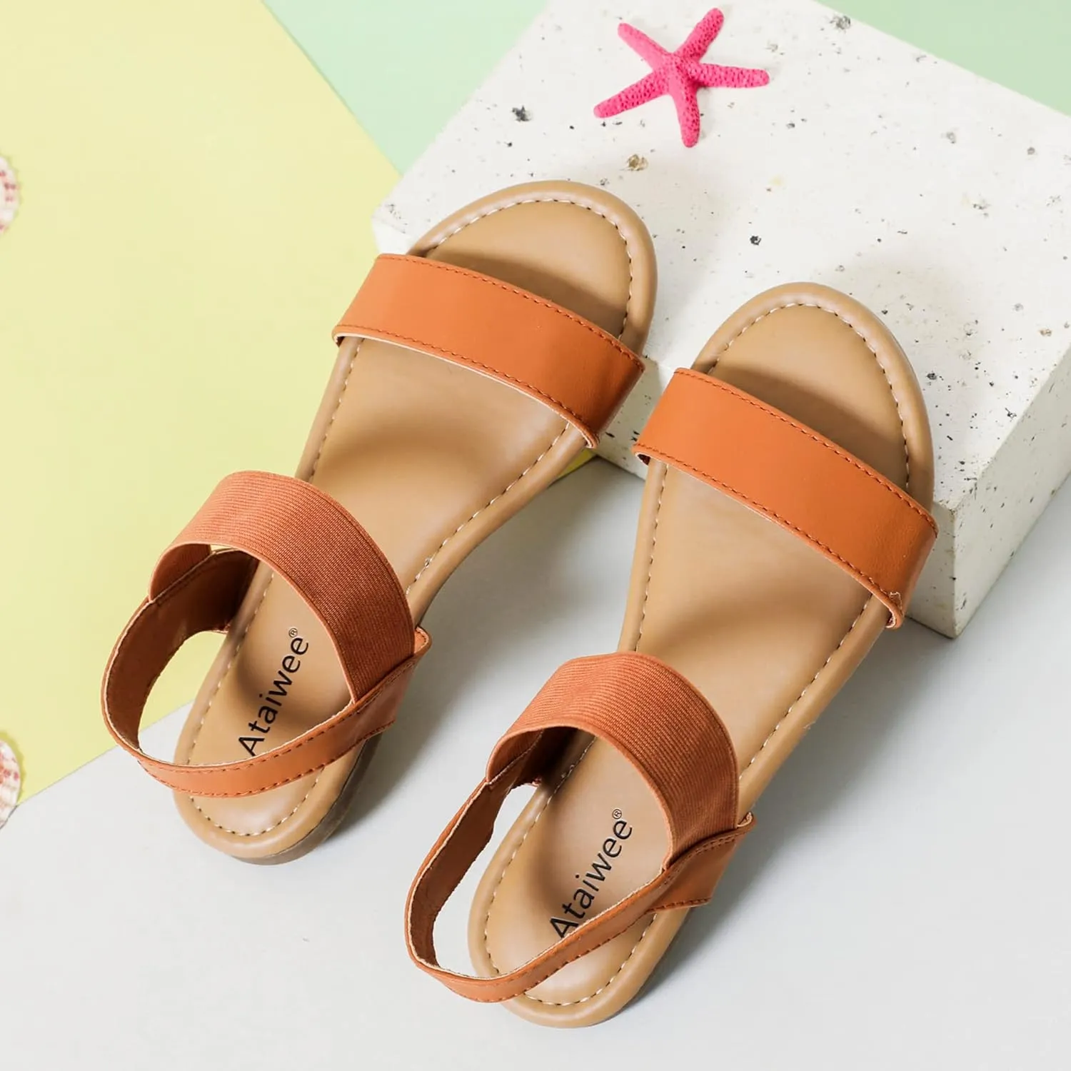 Ataiwee Women's Flat Slide Sandals - Fashionable Braided Elegant Cross Strap Flat Summer Sandals.