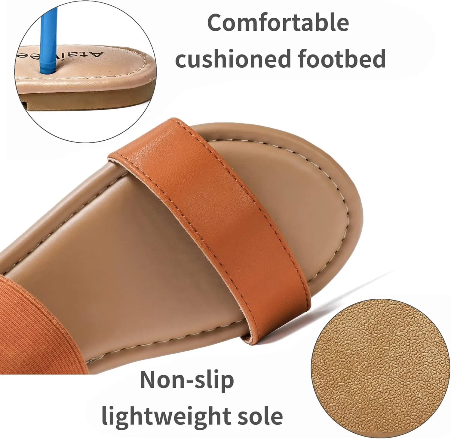Ataiwee Women's Flat Slide Sandals - Fashionable Braided Elegant Cross Strap Flat Summer Sandals.