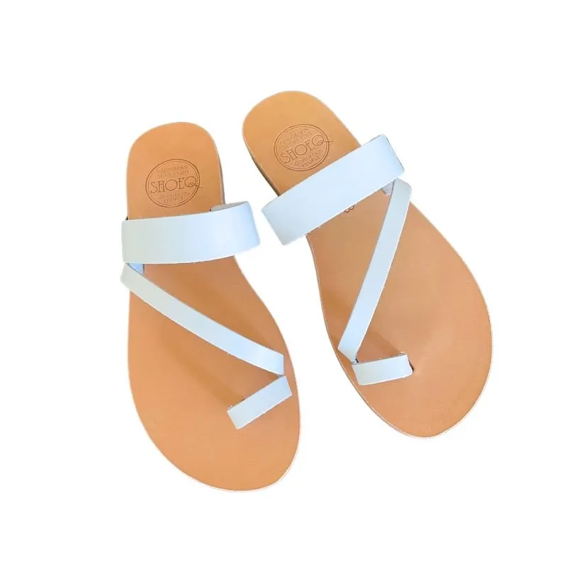 Athena Flat Slide in White