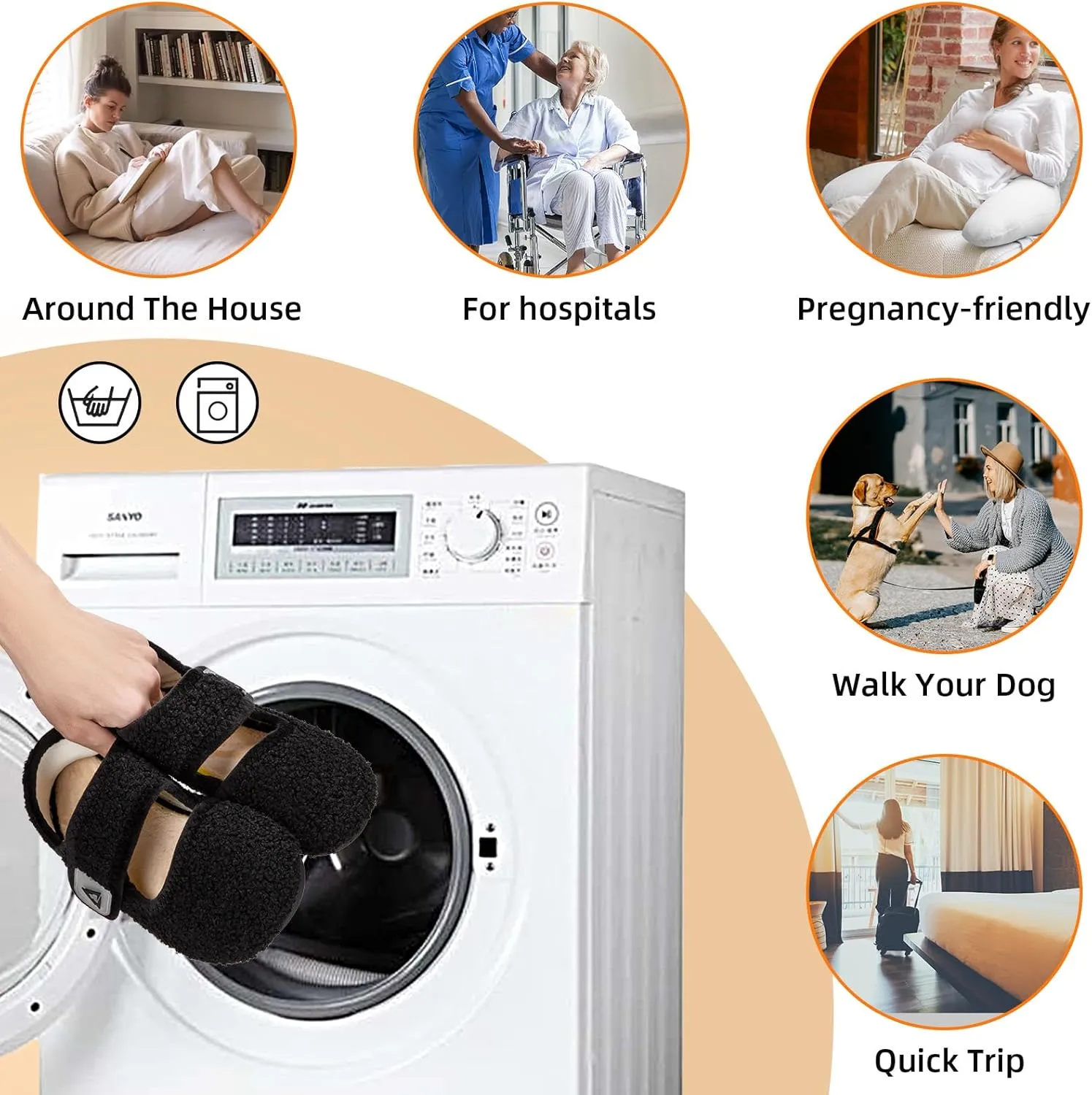 ATHMILE House Slippers for Women Men Indoor Barefoot Socks Wide Diabetic Shoes Adjustable House Slippers for Home Travel