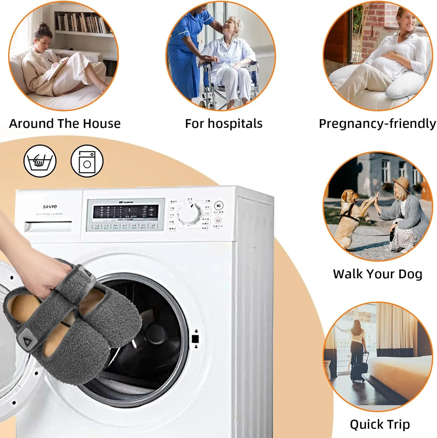 ATHMILE House Slippers for Women Men Indoor Barefoot Socks Wide Diabetic Shoes Adjustable House Slippers for Home Travel