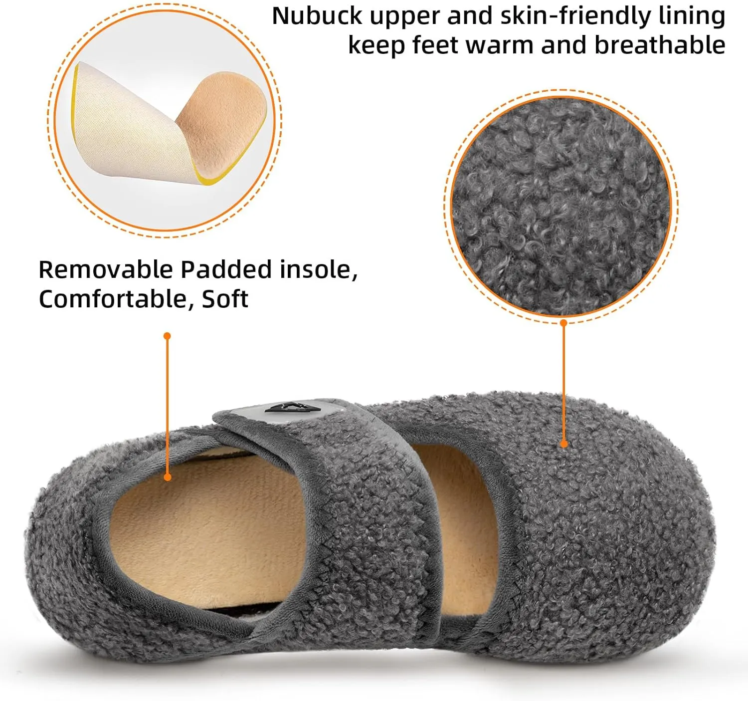 ATHMILE House Slippers for Women Men Indoor Barefoot Socks Wide Diabetic Shoes Adjustable House Slippers for Home Travel