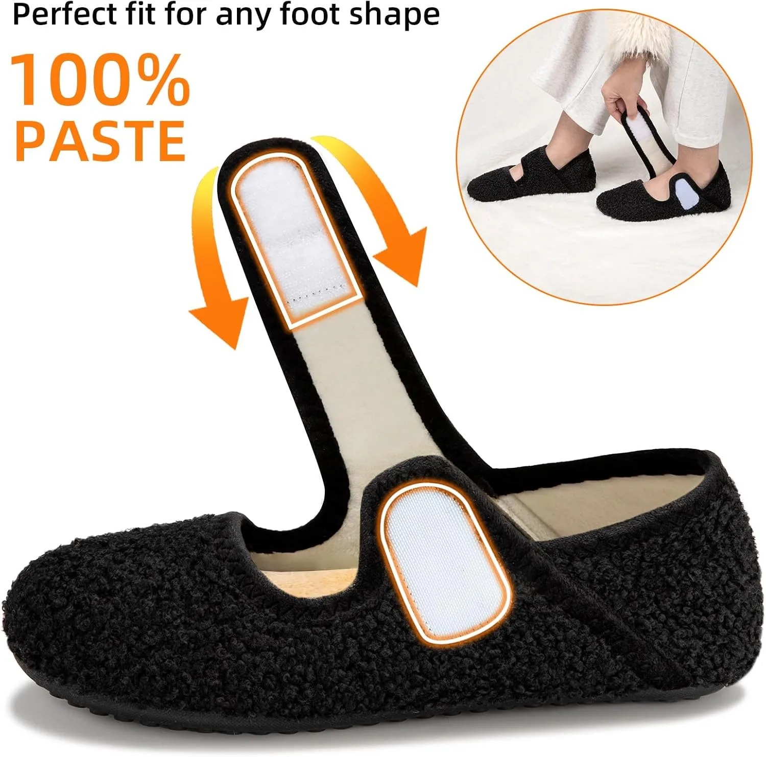 ATHMILE House Slippers for Women Men Indoor Barefoot Socks Wide Diabetic Shoes Adjustable House Slippers for Home Travel