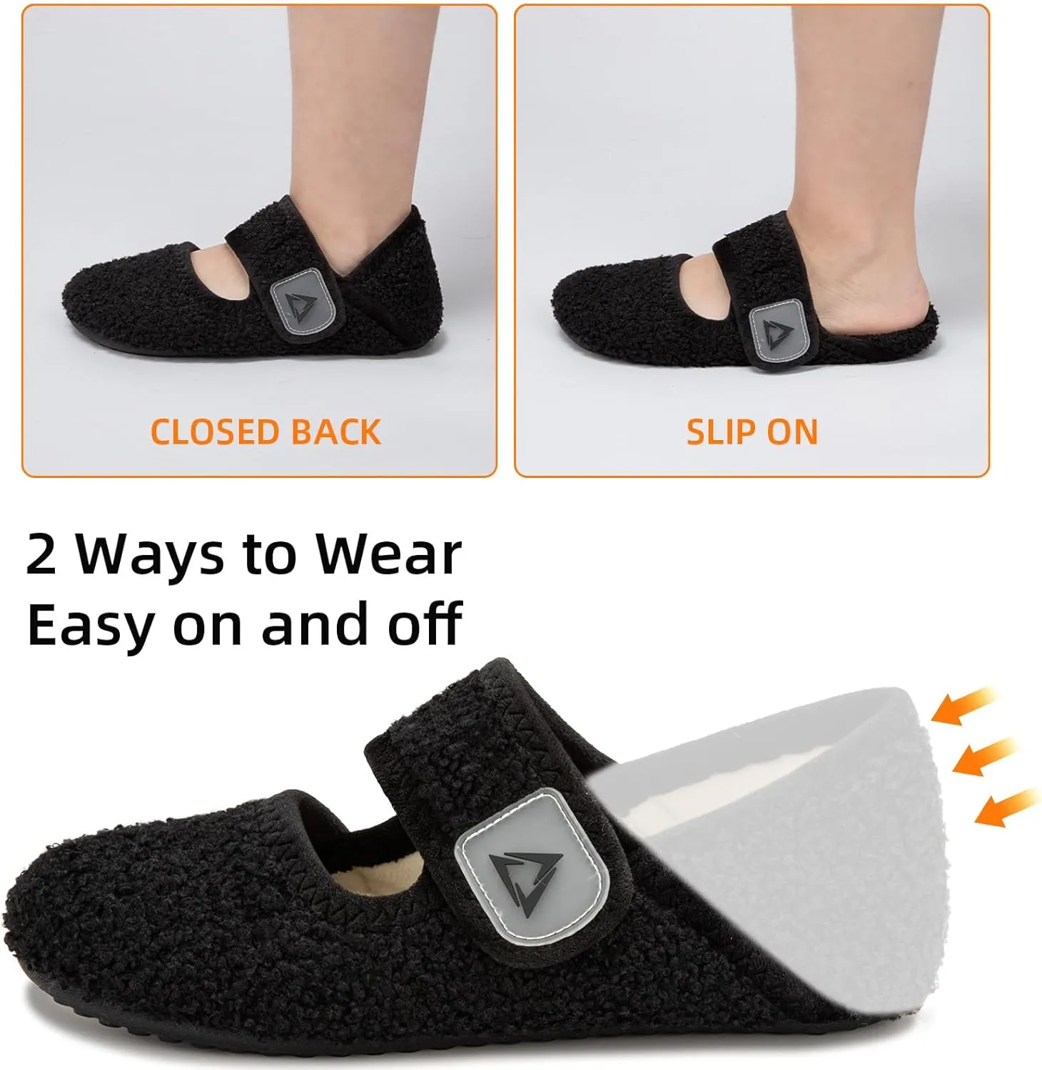 ATHMILE House Slippers for Women Men Indoor Barefoot Socks Wide Diabetic Shoes Adjustable House Slippers for Home Travel