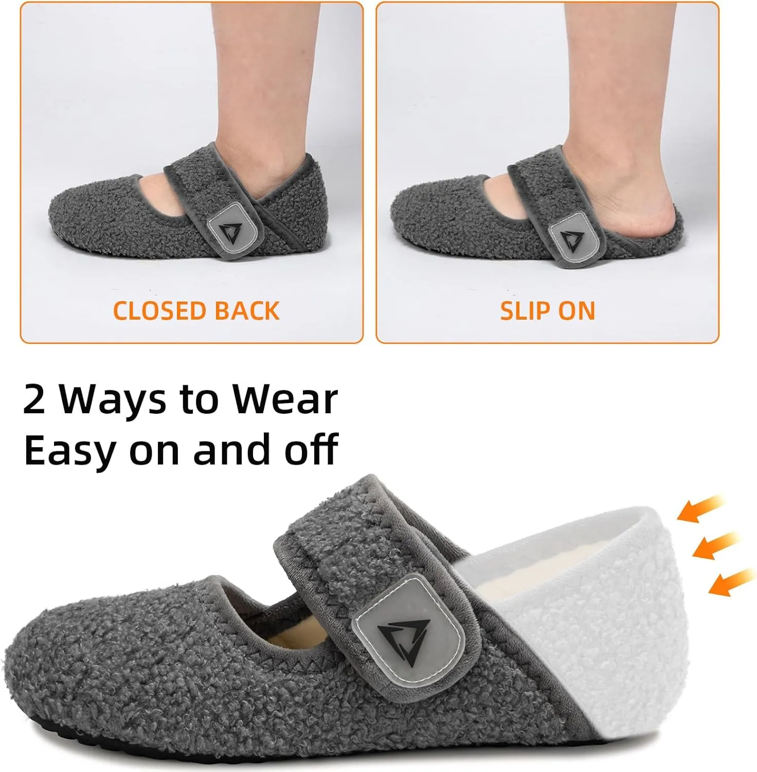 ATHMILE House Slippers for Women Men Indoor Barefoot Socks Wide Diabetic Shoes Adjustable House Slippers for Home Travel