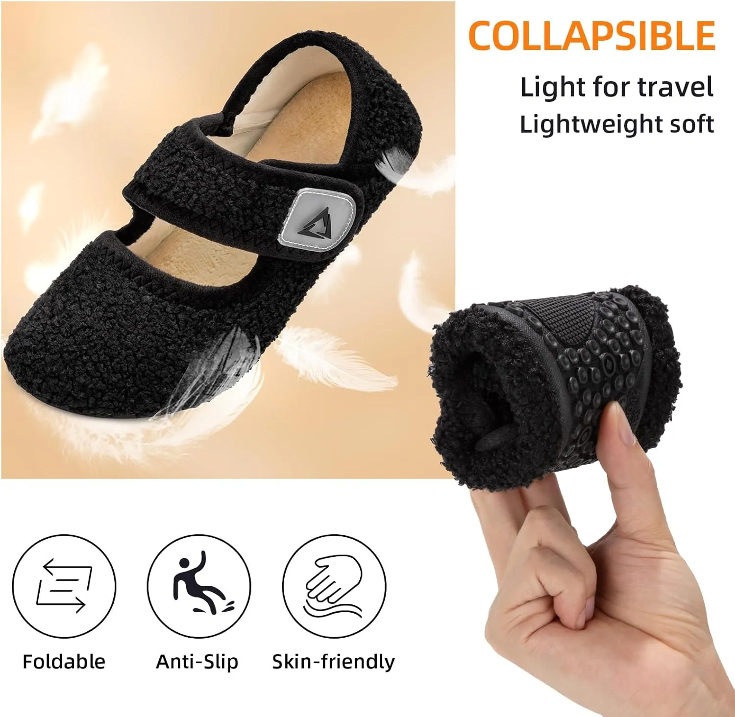 ATHMILE House Slippers for Women Men Indoor Barefoot Socks Wide Diabetic Shoes Adjustable House Slippers for Home Travel
