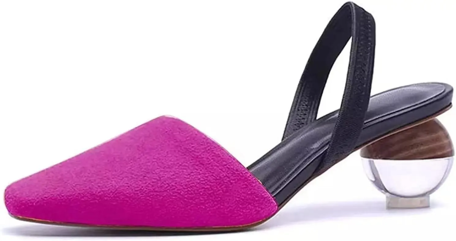 Axellion Mule Slipper for Women, Abnormal Heel Sandals Round Toe Mule Shoes Spherical Sandal Slides for Party Evening