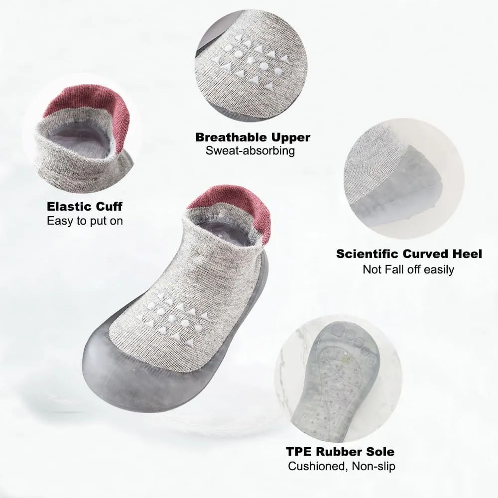 Baby Non Slip Socks Shoes Toddler Girls Boys First Walking Shoes Infant Indoor Floor Slipper Sneakers 2 Pairs