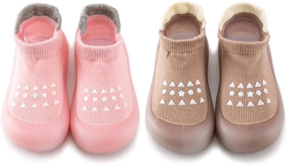 Baby Non Slip Socks Shoes Toddler Girls Boys First Walking Shoes Infant Indoor Floor Slipper Sneakers 2 Pairs