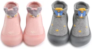 Baby Non Slip Socks Shoes Toddler Girls Boys First Walking Shoes Infant Indoor Floor Slipper Sneakers 2 Pairs