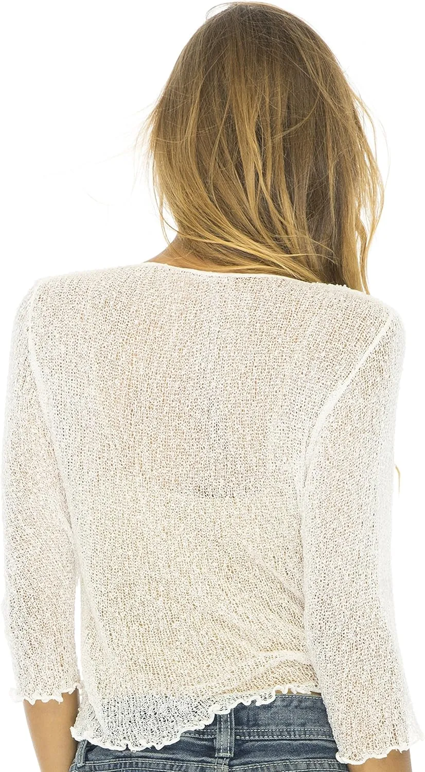 Back From Bali Womens Sheer Shrug Cardigan Lightweight Knit