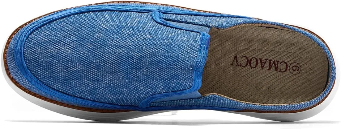 Backless Slip On Casual Mens Fashion Open Back Loafers Outdoor Slippers Canvas House Indoor Non-Slip Shoes