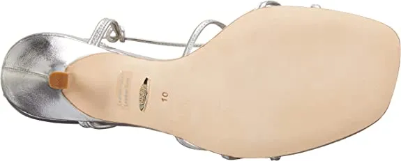 Badgley Mischka Women's Jovial Heeled Sandal, Silver Leather, 10 M US