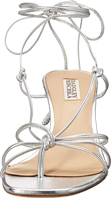 Badgley Mischka Women's Jovial Heeled Sandal, Silver Leather, 10 M US