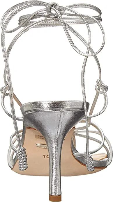 Badgley Mischka Women's Jovial Heeled Sandal, Silver Leather, 10 M US