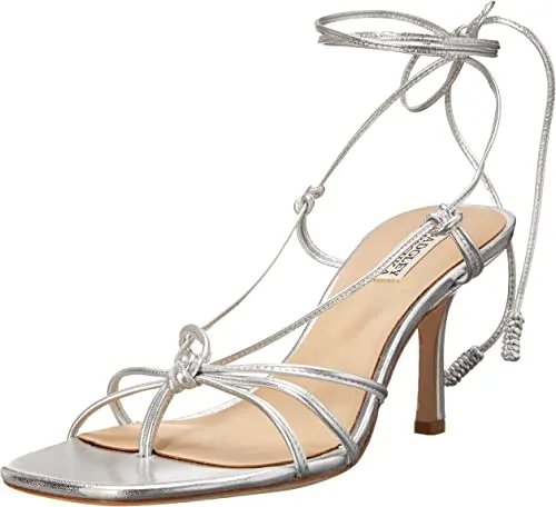Badgley Mischka Women's Jovial Heeled Sandal, Silver Leather, 10 M US