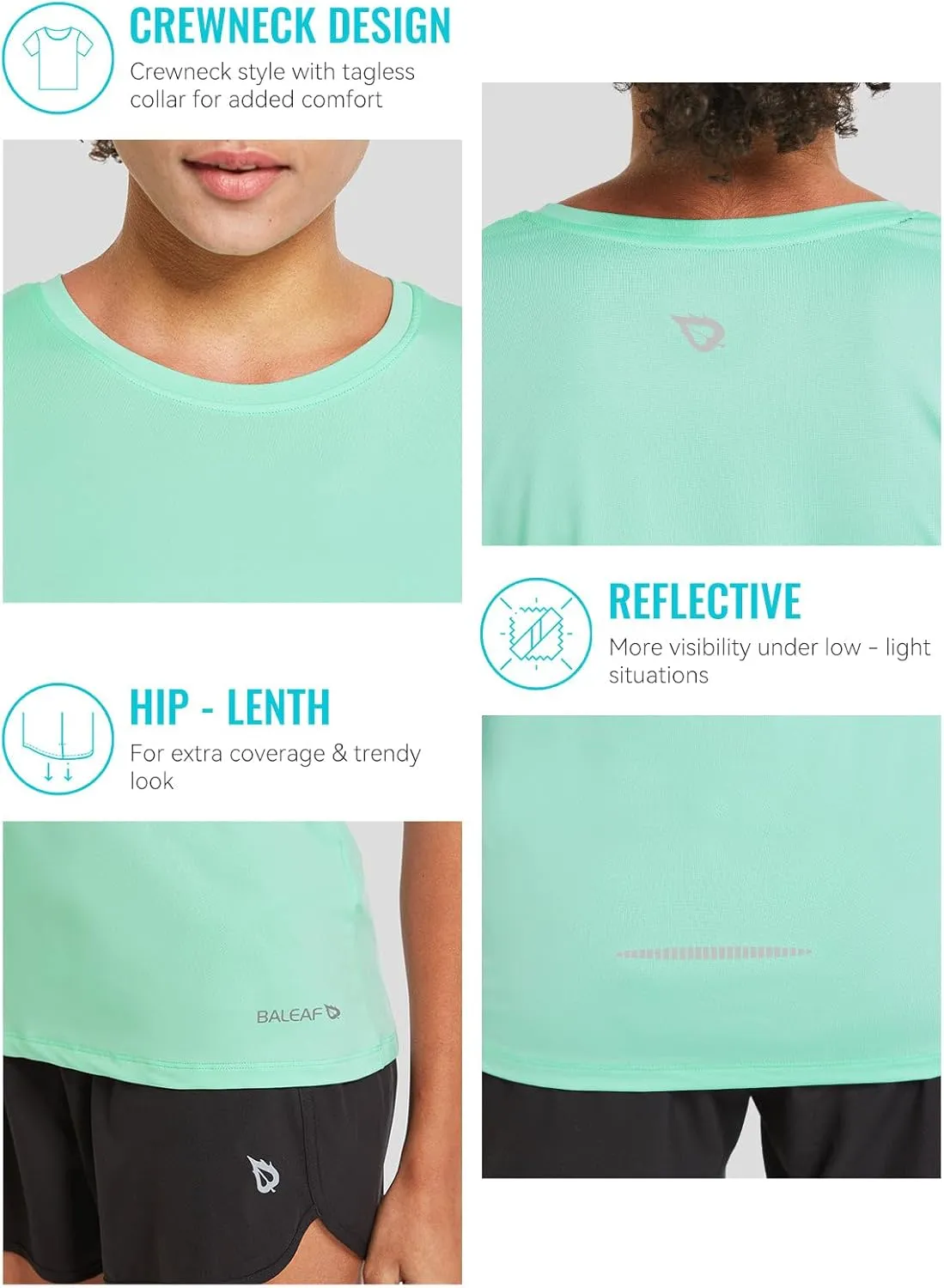 baleaf Women's Short Sleeve Running Workout Shirts Athletic Tops Lightweight Quick Dry Training Yoga Crewneck