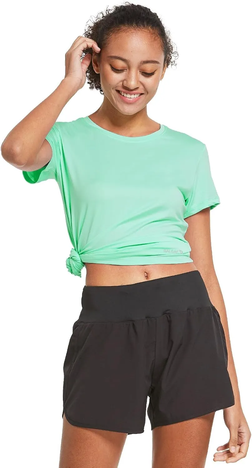 baleaf Women's Short Sleeve Running Workout Shirts Athletic Tops Lightweight Quick Dry Training Yoga Crewneck