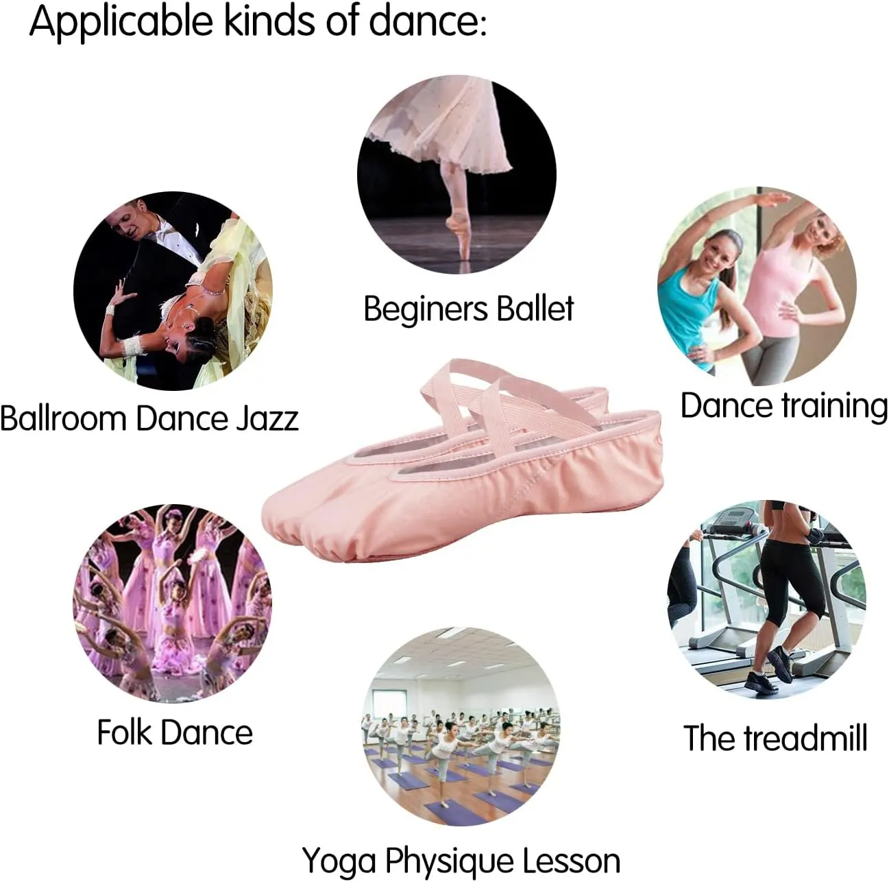 Ballet Slipper Dance Shoes for Women & Girls - Canvas Ballet Shoes for Yoga