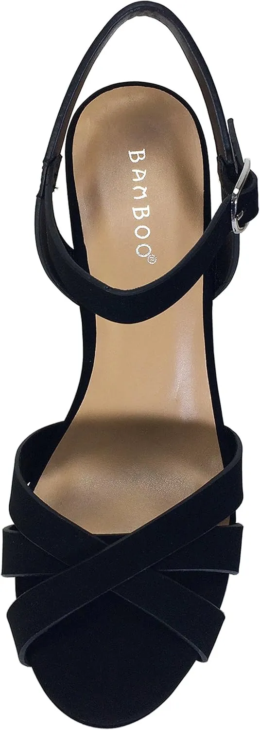 Bamboo Women's Simple Platform Chunky Heel Sandal