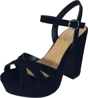 Bamboo Women's Simple Platform Chunky Heel Sandal