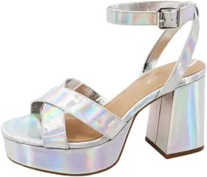 Bamboo Women's Simple Platform Chunky Heel Sandal