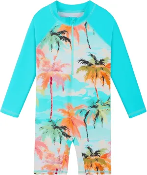 BAOHULU Girls One Piece Long Sleeve Swimsuit UPF 50  UV Bathing Suit Zipper Closure Beach Rashguard Swimwear