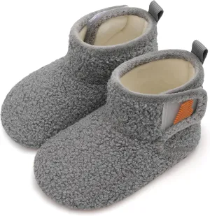 BARERUN Toddler Slippers Girls Boys House Shoes Baby Winter Booties Plush Cozy Kids House Slipper Warm Lightweight Infant Walking Shoes Socks