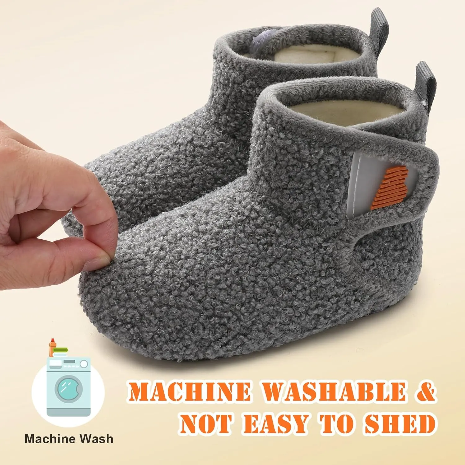 BARERUN Toddler Slippers Girls Boys House Shoes Baby Winter Booties Plush Cozy Kids House Slipper Warm Lightweight Infant Walking Shoes Socks