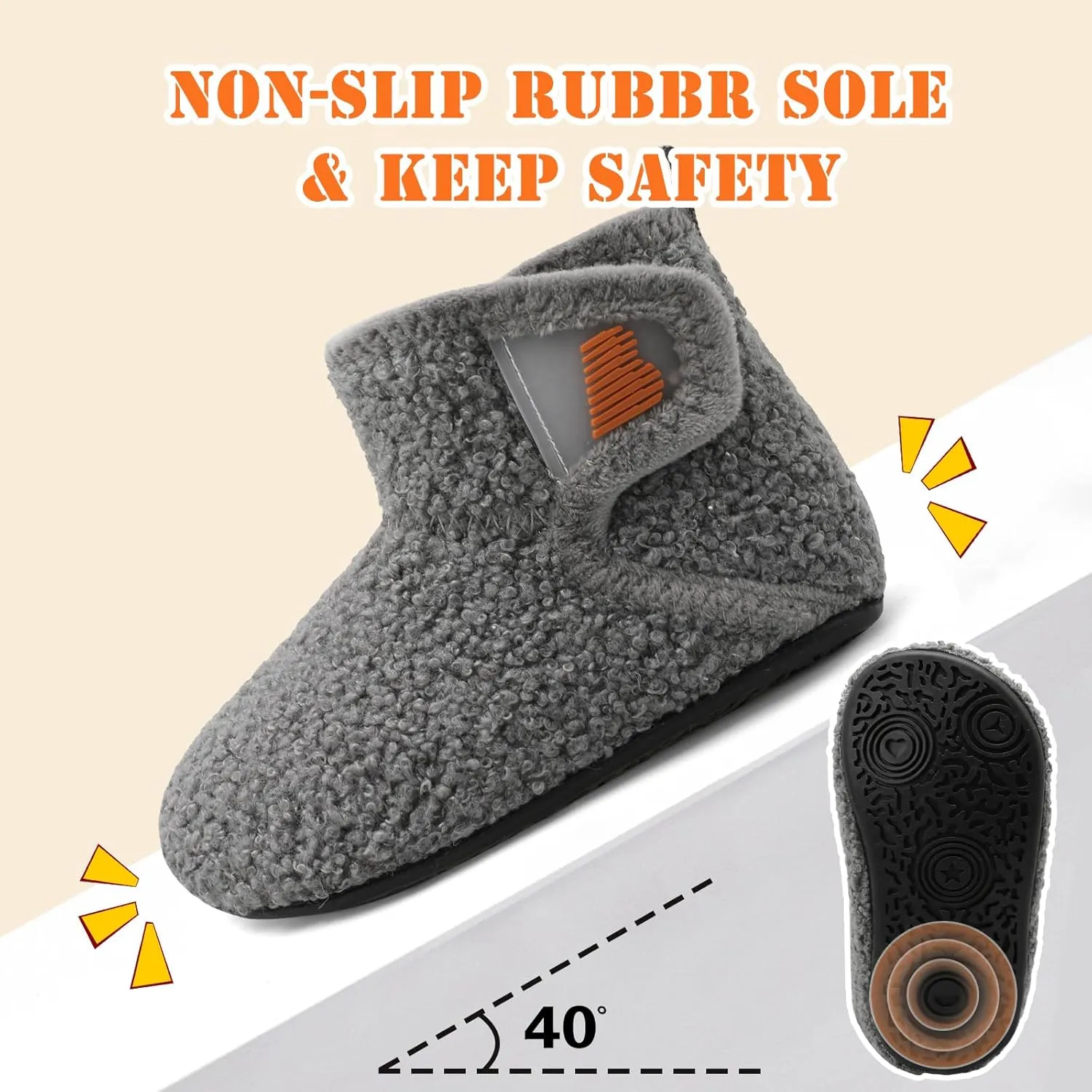 BARERUN Toddler Slippers Girls Boys House Shoes Baby Winter Booties Plush Cozy Kids House Slipper Warm Lightweight Infant Walking Shoes Socks