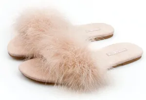 BCTEX COLL Women's Fluffy Pom Pom Feather Slipper Memory Foam Cozy Slippers House Bedroom Fuzzy Slippers for Women