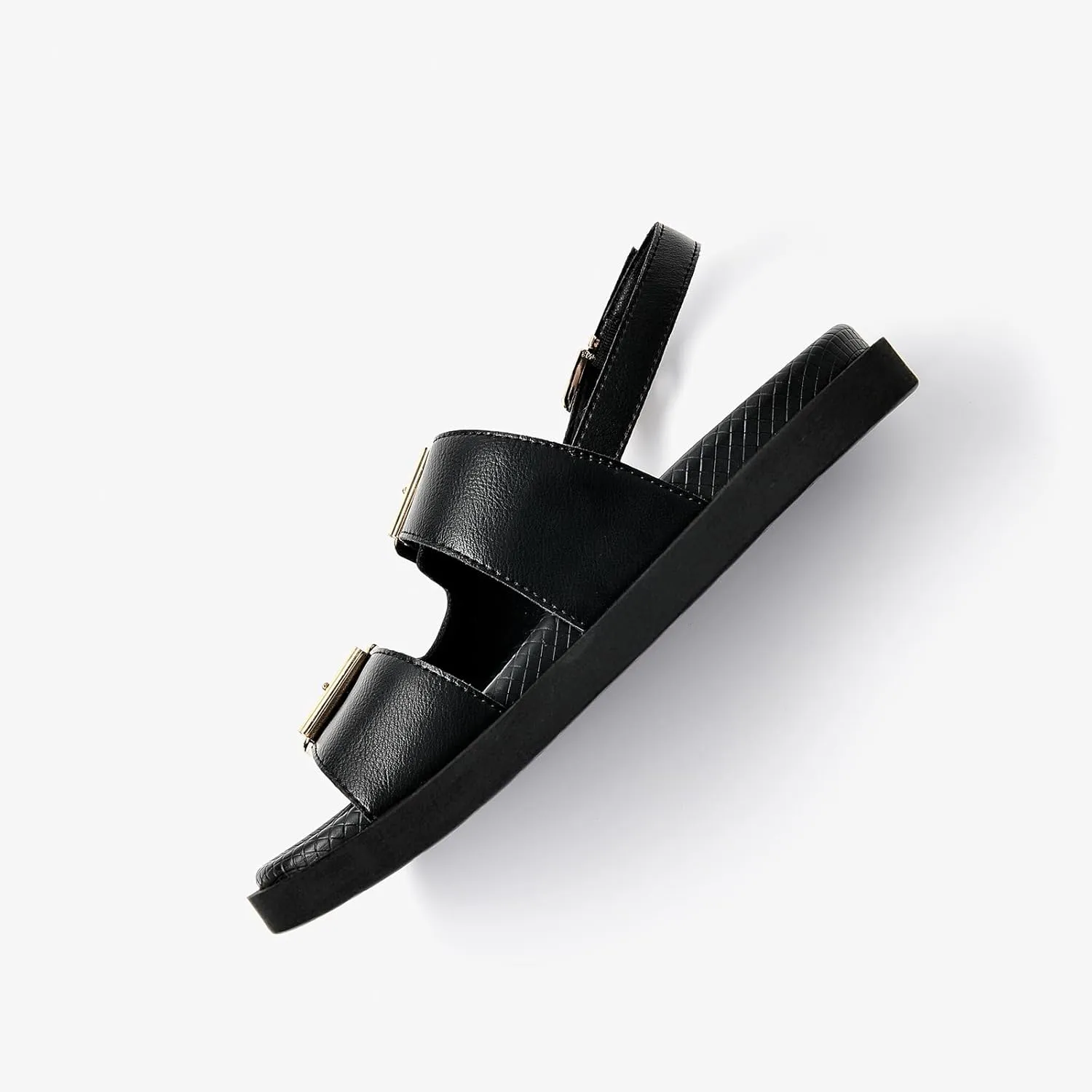 BEAU TODAY Flat Sandals for Women, Casual Leather Walking Sandals, Wide Adjustable Footbed Sandal with Back Strap, Comfortable Open Toe Dressy Summer Beach Sandal for Vacation Hiking